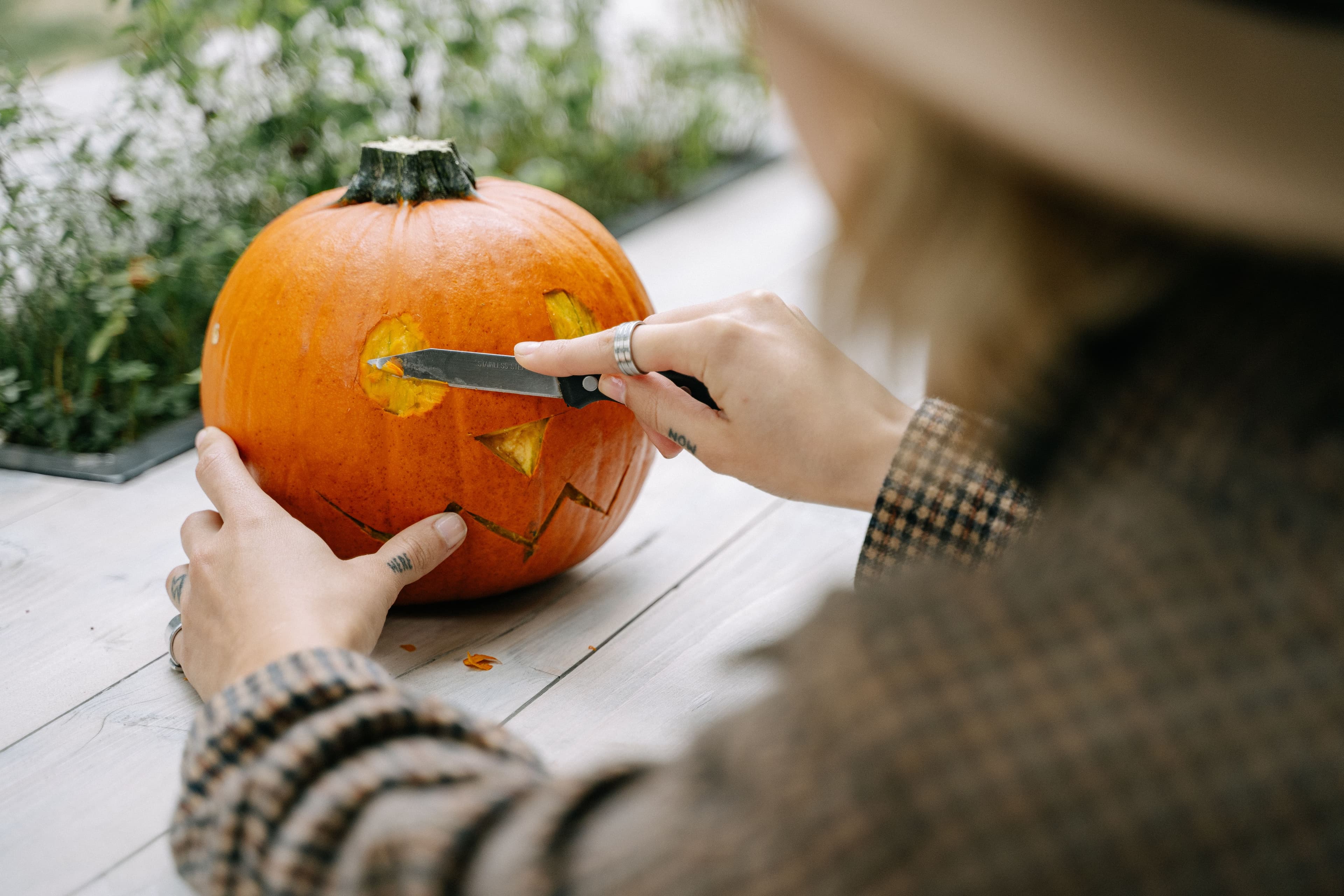 Halloween pumpkins and decorations