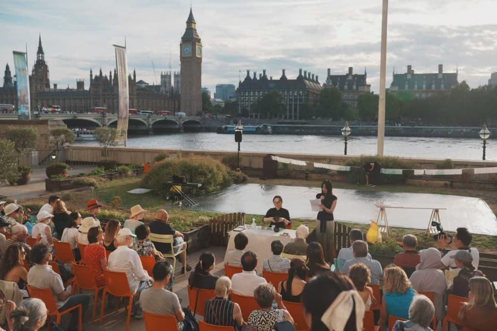 Dance Meets Arts performance and audience on the County Hall Members' Terrace