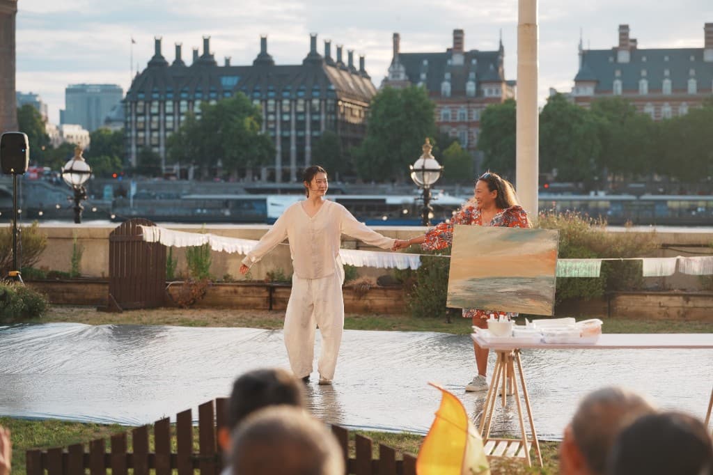 Dance Meets Arts performance and audience on the County Hall Members' Terrace