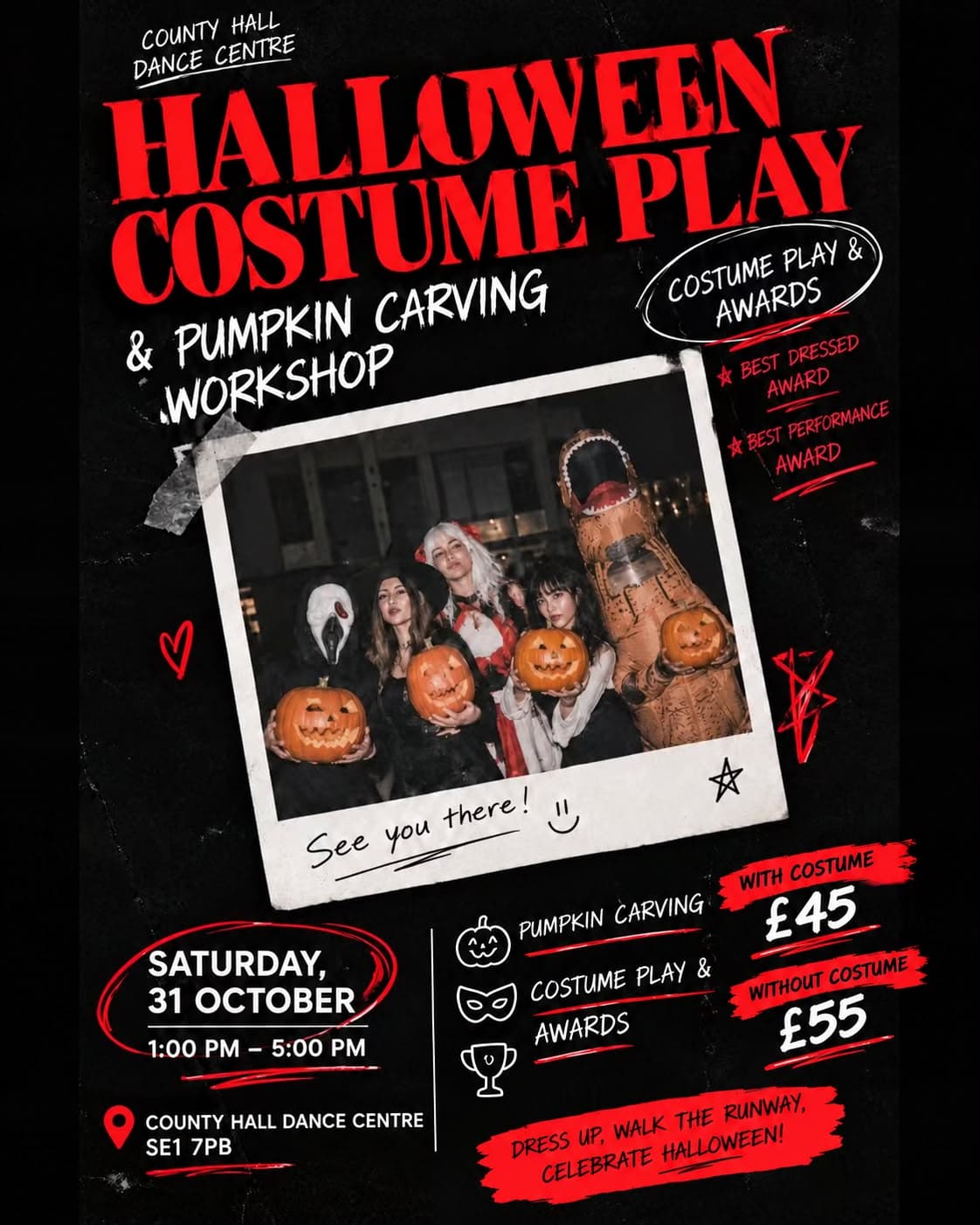 Halloween Costume Play and Pumpkin Carving Workshop poster