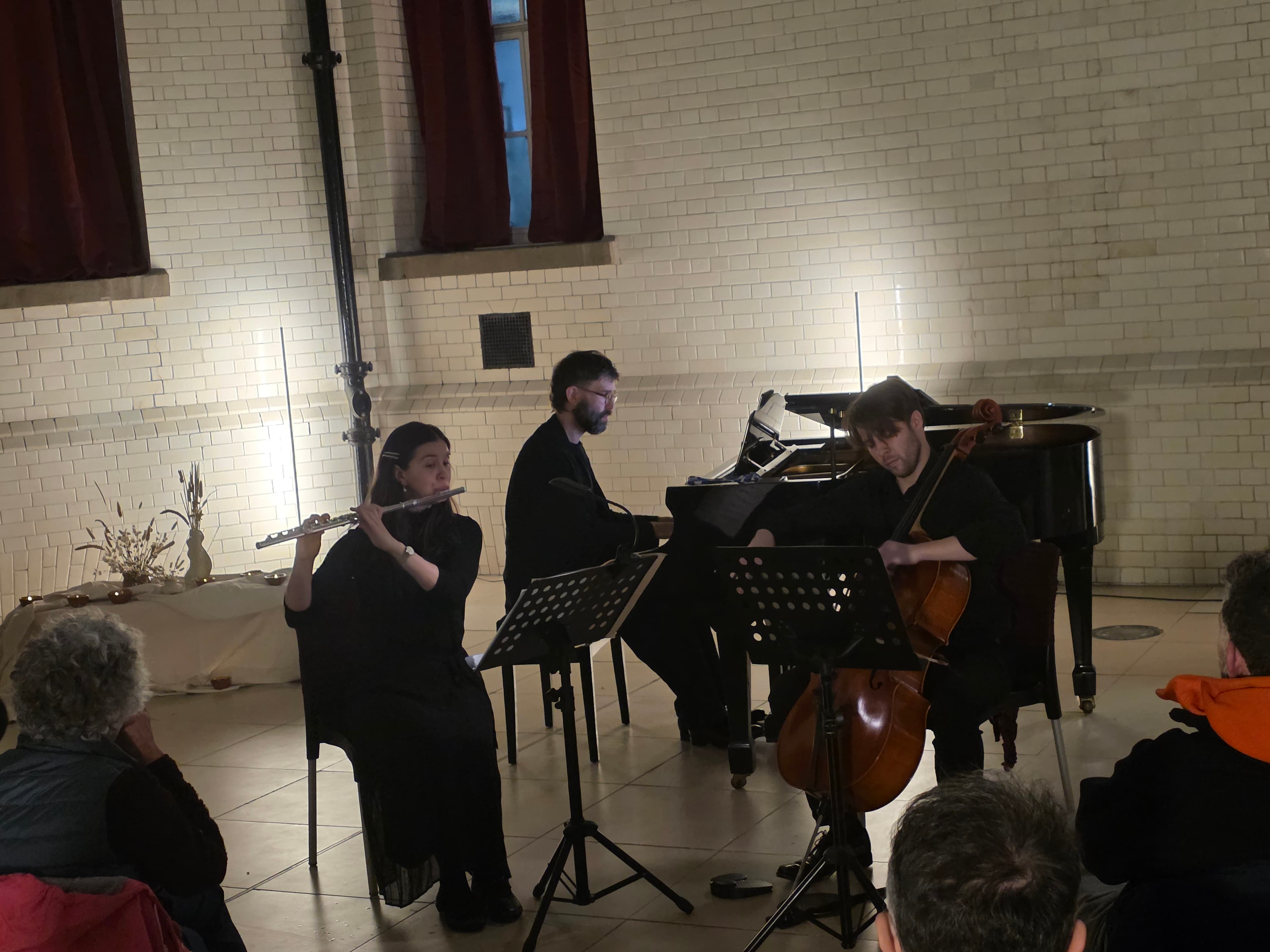 Flute, piano and cello trio performing at the Four Seasons Festival